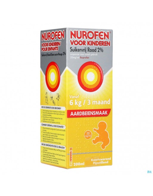 Nurofen Enfant Fraise Suspension Sans Sucre 2% 200ml