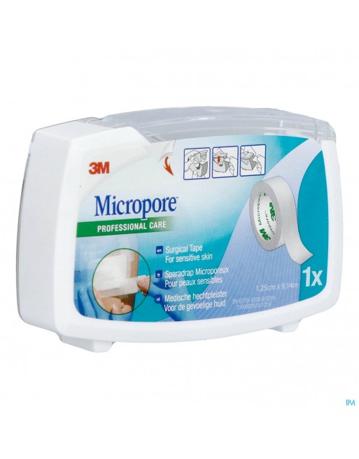 Micropore 3m 12,5mmx9,1m Nouv.derouleur 1530p-0d