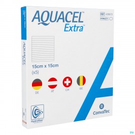 Aquacel Extra Pans Hydrofiber+renf.fibr.15x15cm 5